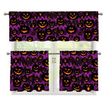 Halloween Pumpkin Smiley Faces Print 3 Piece Kitchen Curtains