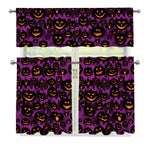 Halloween Pumpkin Smiley Faces Print 3 Piece Kitchen Curtains