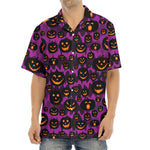 Halloween Pumpkin Smiley Faces Print Aloha Shirt