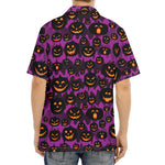 Halloween Pumpkin Smiley Faces Print Aloha Shirt