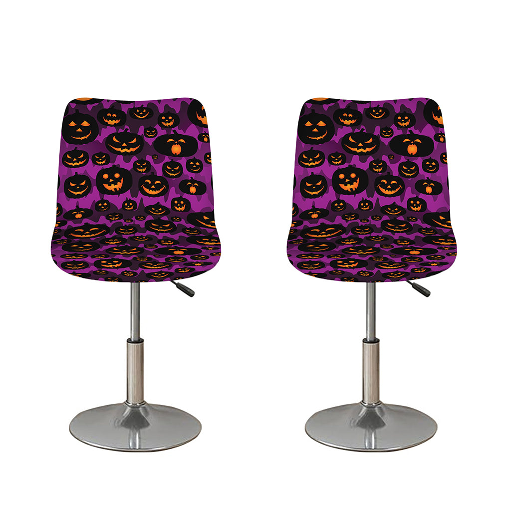 Halloween Pumpkin Smiley Faces Print Bar Stool Covers