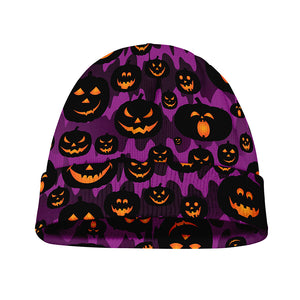 Halloween Pumpkin Smiley Faces Print Beanie