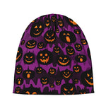 Halloween Pumpkin Smiley Faces Print Beanie