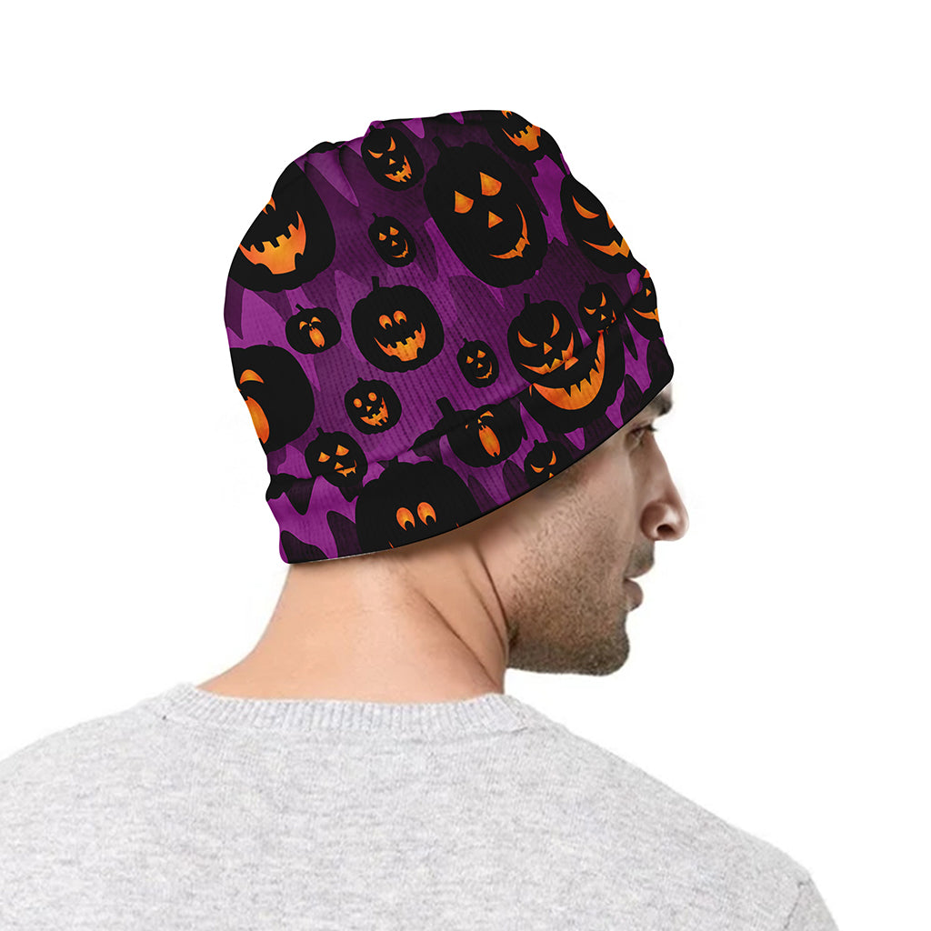 Halloween Pumpkin Smiley Faces Print Beanie