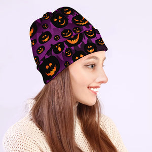 Halloween Pumpkin Smiley Faces Print Beanie