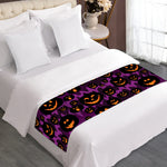 Halloween Pumpkin Smiley Faces Print Bed Runner