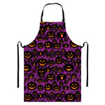 Halloween Pumpkin Smiley Faces Print Bib Apron With Pocket