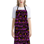Halloween Pumpkin Smiley Faces Print Bib Apron With Pocket