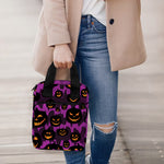 Halloween Pumpkin Smiley Faces Print Bible Tote Bag