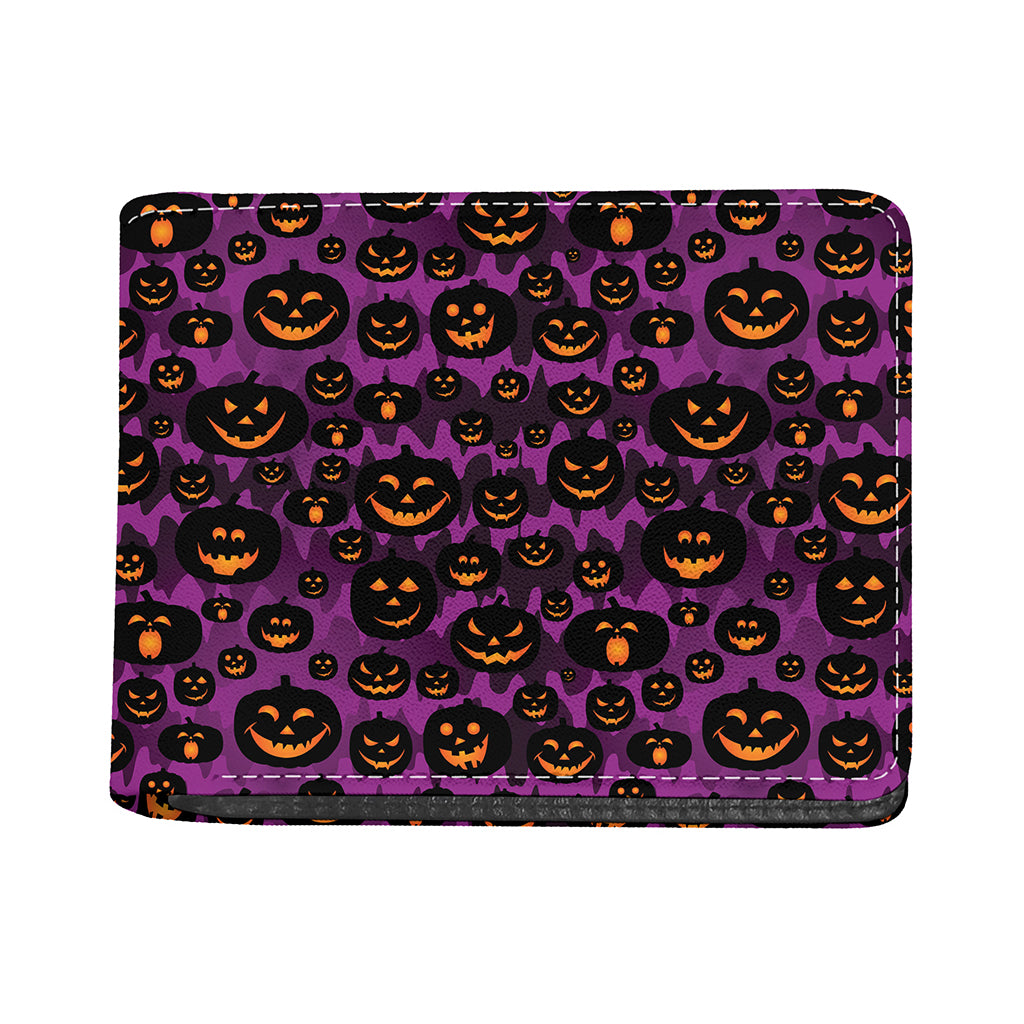 Halloween Pumpkin Smiley Faces Print Bifold Wallet