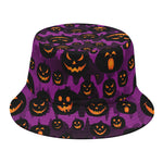 Halloween Pumpkin Smiley Faces Print Bucket Hat