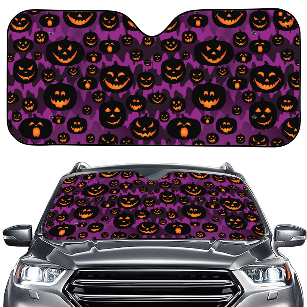 Halloween Pumpkin Smiley Faces Print Car Windshield Sun Shade