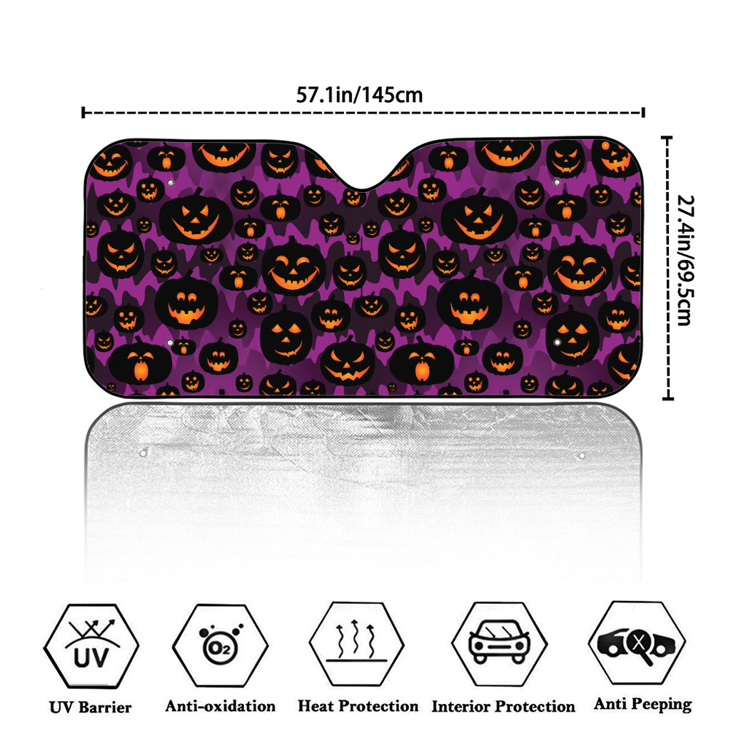 Halloween Pumpkin Smiley Faces Print Car Windshield Sun Shade