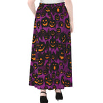 Halloween Pumpkin Smiley Faces Print Chiffon Maxi Skirt