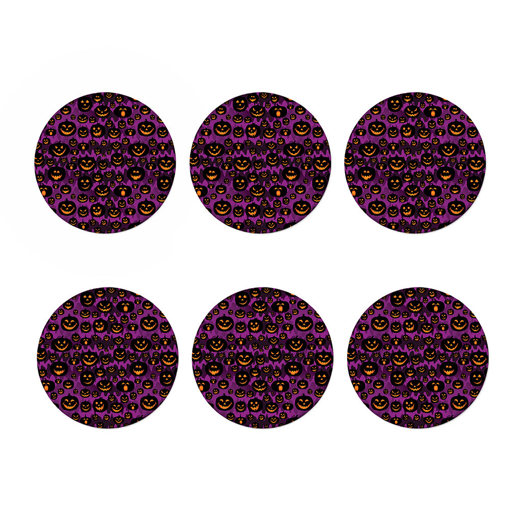 Halloween Pumpkin Smiley Faces Print Coaster Set