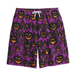 Halloween Pumpkin Smiley Faces Print Cotton Shorts