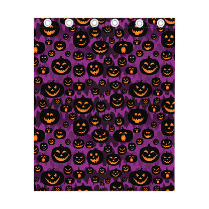 Halloween Pumpkin Smiley Faces Print Curtain