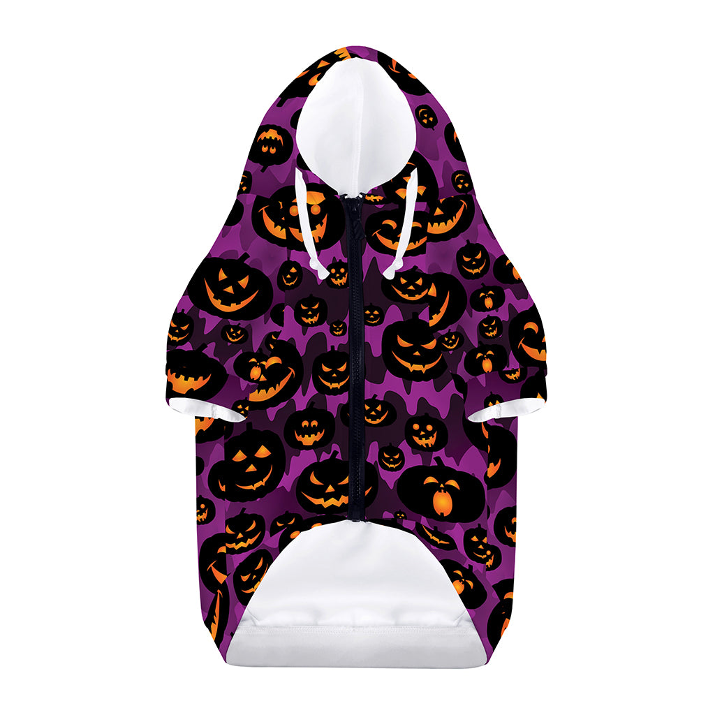 Halloween Pumpkin Smiley Faces Print Dog Zip Up Hoodie