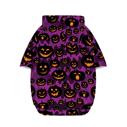 Halloween Pumpkin Smiley Faces Print Dog Zip Up Hoodie
