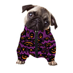 Halloween Pumpkin Smiley Faces Print Dog Zip Up Jacket