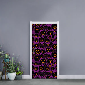 Halloween Pumpkin Smiley Faces Print Door Sticker