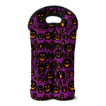 Halloween Pumpkin Smiley Faces Print Double Neoprene Wine Tote