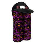 Halloween Pumpkin Smiley Faces Print Double Neoprene Wine Tote
