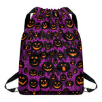 Halloween Pumpkin Smiley Faces Print Drawstring Backpack