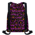 Halloween Pumpkin Smiley Faces Print Drawstring Backpack