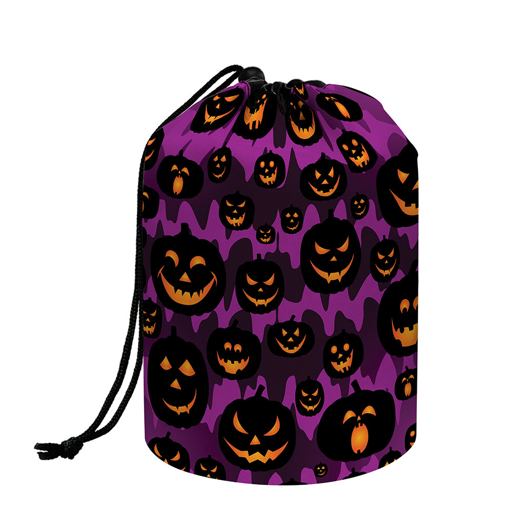 Halloween Pumpkin Smiley Faces Print Drawstring Makeup Bag