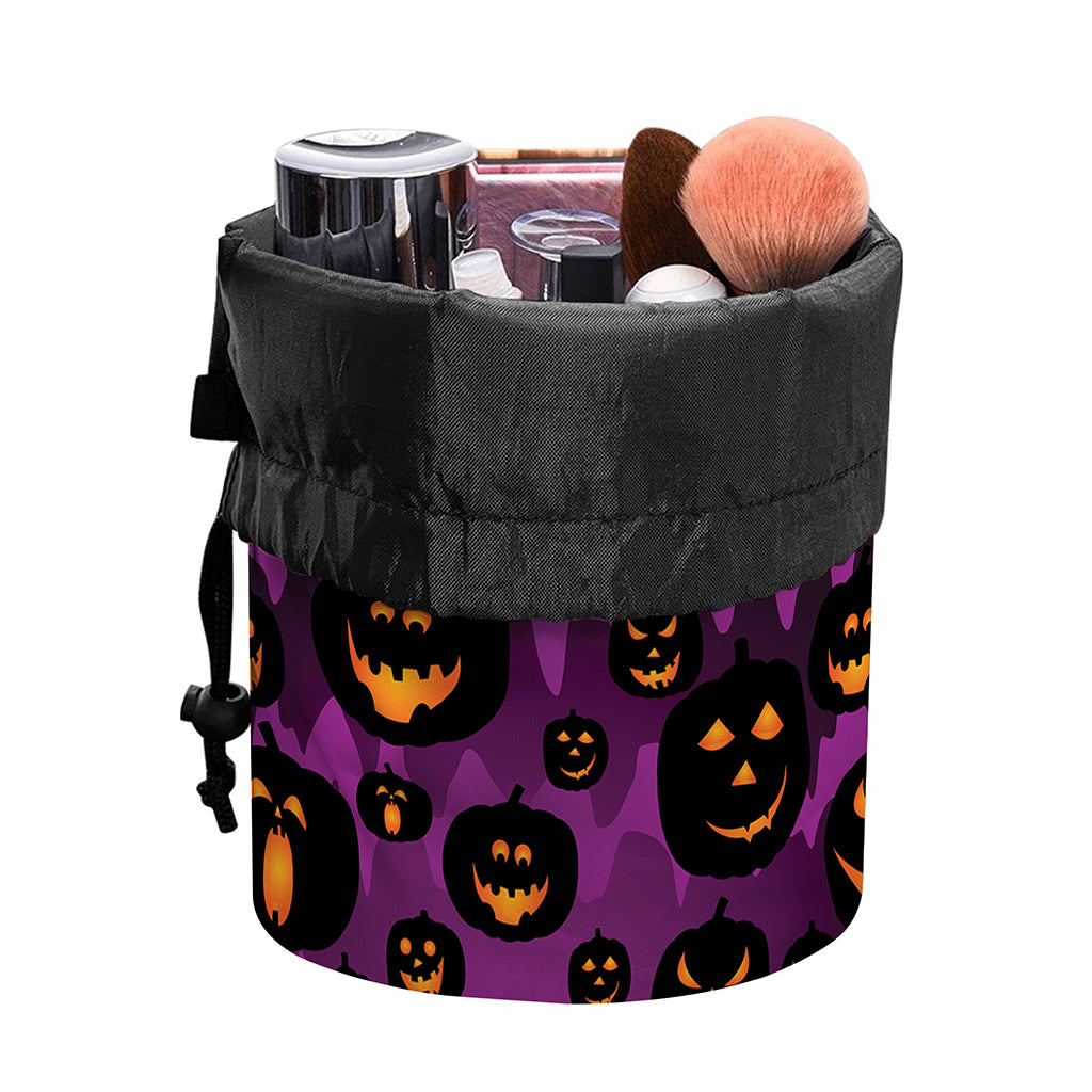 Halloween Pumpkin Smiley Faces Print Drawstring Makeup Bag