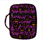 Halloween Pumpkin Smiley Faces Print Front Pocket Bible Bag