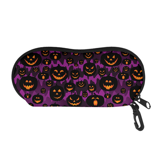 Halloween Pumpkin Smiley Faces Print Glasses Case