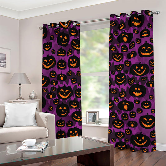 Halloween Pumpkin Smiley Faces Print Grommet Curtains