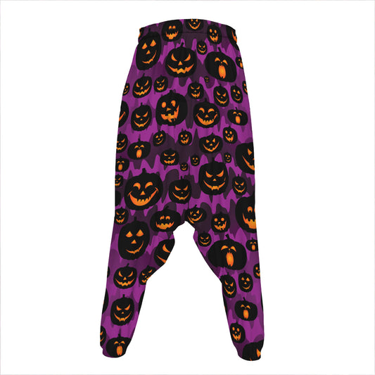 Halloween Pumpkin Smiley Faces Print Hammer Pants