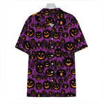 Halloween Pumpkin Smiley Faces Print Hawaiian Shirt