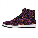 Halloween Pumpkin Smiley Faces Print High Top Leather Sneakers