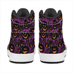 Halloween Pumpkin Smiley Faces Print High Top Leather Sneakers