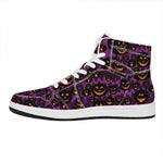 Halloween Pumpkin Smiley Faces Print High Top Leather Sneakers
