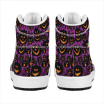 Halloween Pumpkin Smiley Faces Print High Top Leather Sneakers