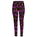 Halloween Pumpkin Smiley Faces Print High-Waisted Pocket Leggings