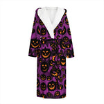 Halloween Pumpkin Smiley Faces Print Hooded Bathrobe