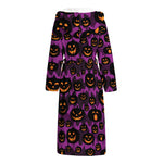 Halloween Pumpkin Smiley Faces Print Hooded Bathrobe
