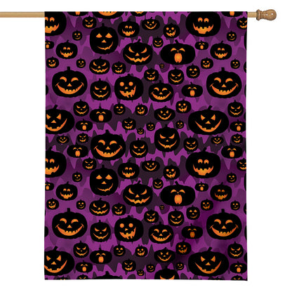 Halloween Pumpkin Smiley Faces Print House Flag
