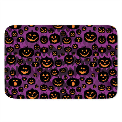 Halloween Pumpkin Smiley Faces Print Indoor Door Mat