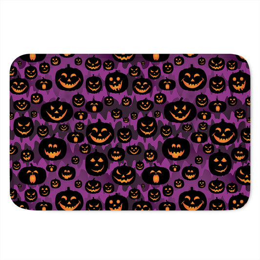 Halloween Pumpkin Smiley Faces Print Indoor Door Mat
