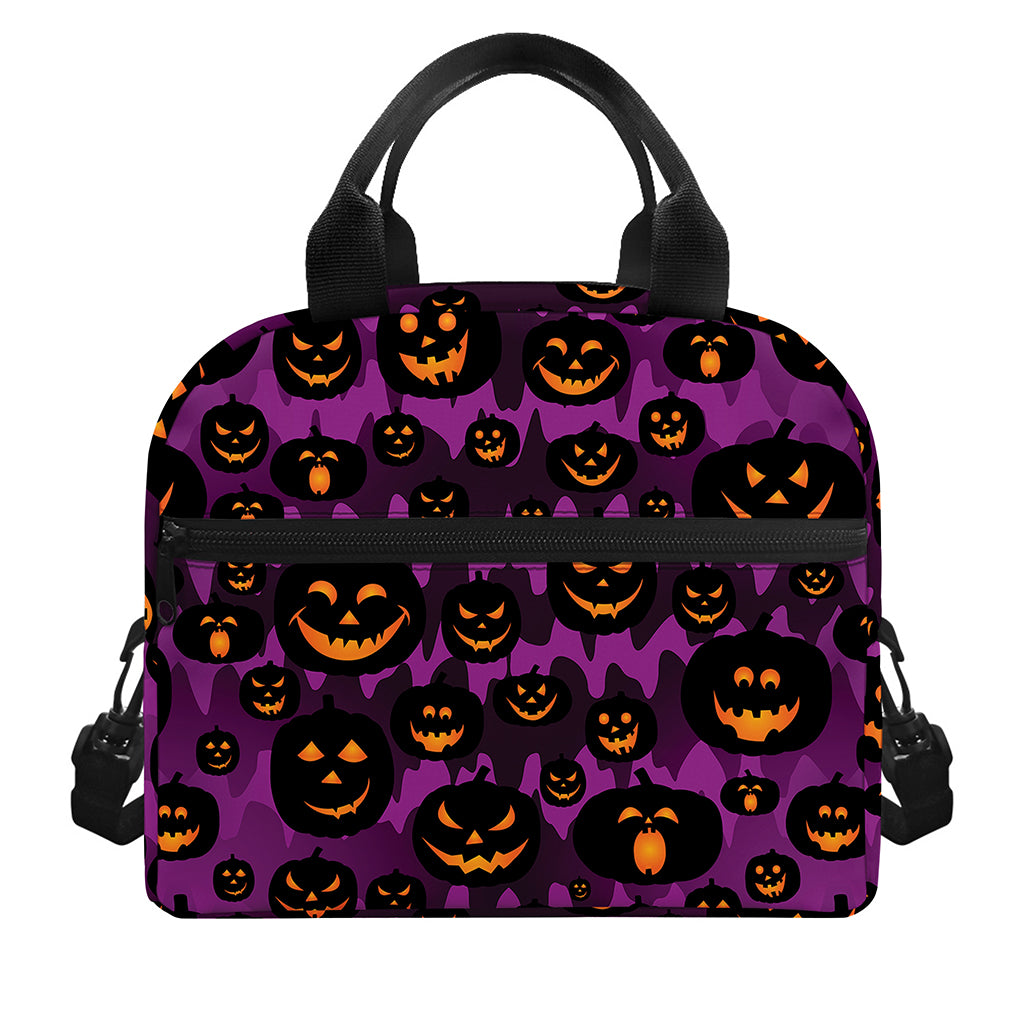 Halloween Pumpkin Smiley Faces Print Insulated Lunch Bag