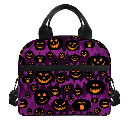 Halloween Pumpkin Smiley Faces Print Insulated Lunch Bag