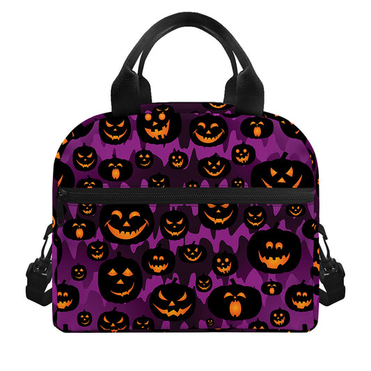 Halloween Pumpkin Smiley Faces Print Insulated Lunch Bag