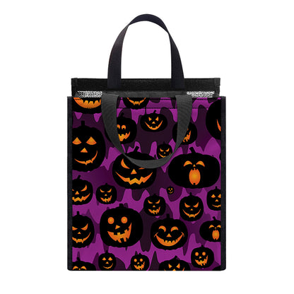 Halloween Pumpkin Smiley Faces Print Insulated Lunch Tote